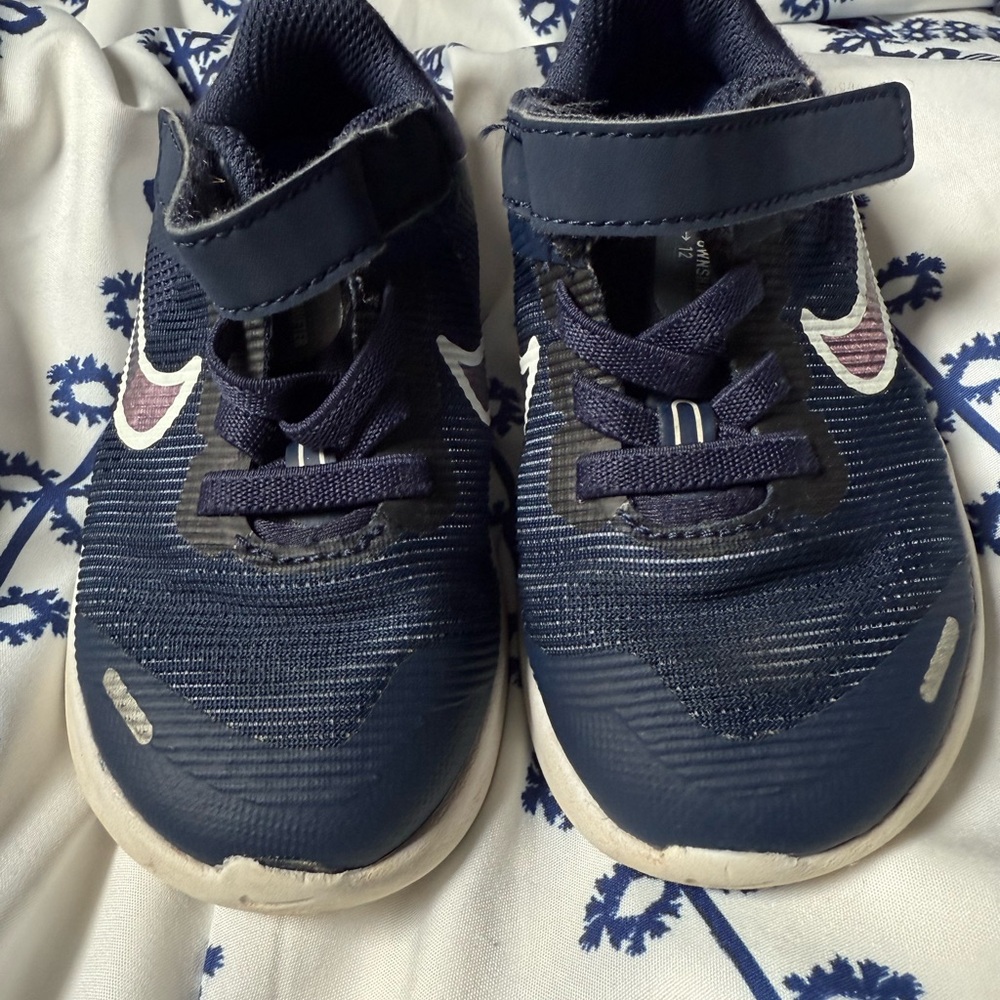 Nike Blue and White Sneakers with Velcro Strap